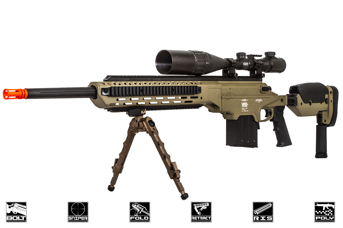 Lancer Tactical LTR L Spring Sniper Airsoft Rifle Tan