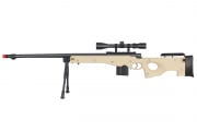 WELL MB4402TAB Bolt Action Airsoft Rifle With Fluted Barrel, Scope, And Bipod (Tan)