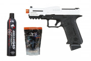 Poseidon CS XG8 GBB Airsoft Pistol Gas & Ammo Combo (White & Black)
