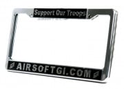 Airsoft GI Support Our Troops License Plate Frame (Black/Chrome)