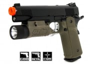 KJW KP05 M1911 Tactical GBB Airsoft Pistol w/ Silver Trigger (OD)