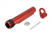 Lancer Tactical Buffer Tube With Extended End Plate And Enhanced Castle Nut (Red)