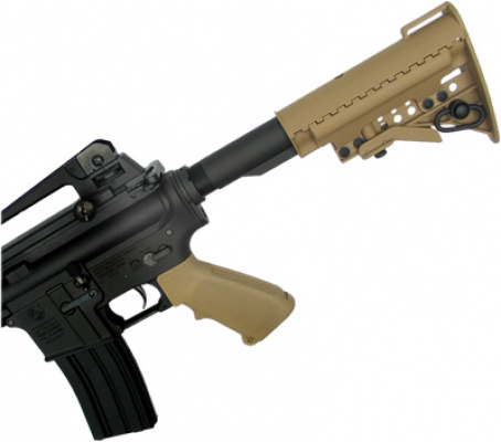 King Arms Carbine MOD Stock with Buffer Tube & 9.6V 1400mah Battery for M4 / M16 ( Dark Earth )