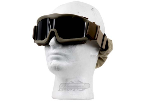 Lancer Tactical CA-223T Airsoft Safety Smoke / Clear / Yellow Multi Lens Kit Goggles Vented ( Tan )