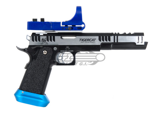 Targets on Sight Tigercat Two Tone Open Class GBB Airsoft Pistol ( Silver / Black )