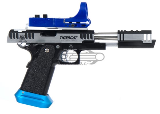 Targets on Sight Tigercat Two Tone Open Class GBB Airsoft Pistol ( Silver / Black )