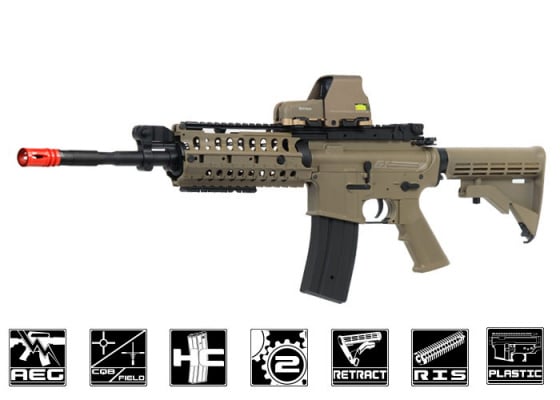 JG F6613TAN SR16 RIS M4 Carbine AEG Airsoft Rifle Enhanced Version ( Tan )