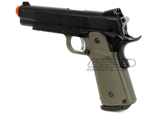 KJW KP05 M1911 Tactical GBB Airsoft Pistol w/ Silver Trigger (OD)