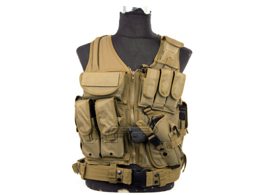 Lancer Tactical Crossdraw Vest w/ Holster ( Tan )