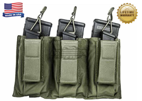 Tactical Assault Gear Triple MOLLE Shingle Pistol Enhanced Mag Pouch ( Ranger Green )