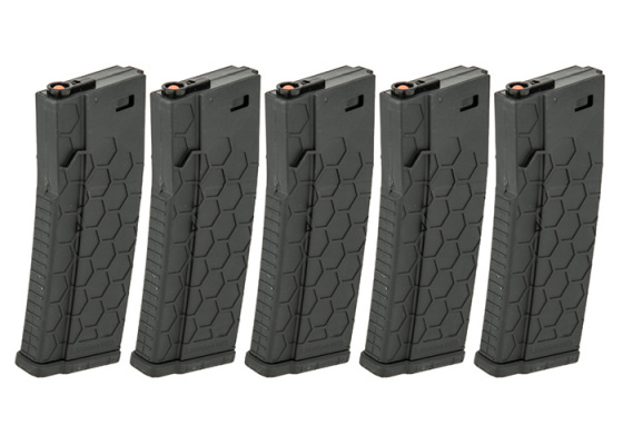 DYTAC Hexmag Airsoft 120 rd. AEG Mid Capacity Magazine - 5 Pack ( Black )