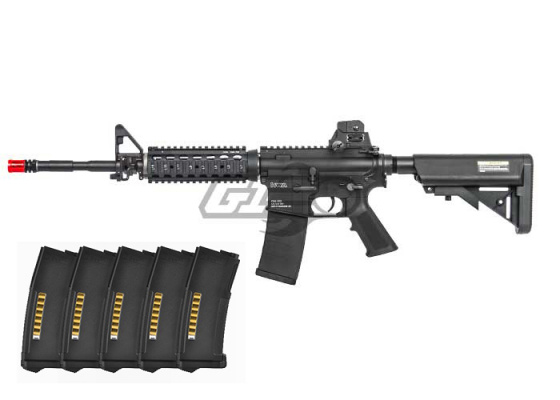 KWA KM4 RIS 2GX Carbine AEG Airsoft Rifle w/ PTS EPM Magazines - 5 Pack ( Black )