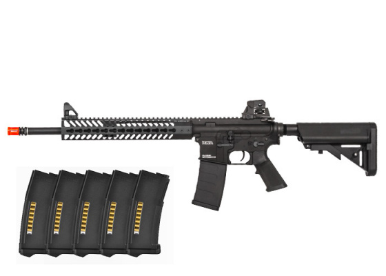 KWA KM4 KR12 Carbine AEG Airsoft Gun w/ PTS EPM Magazines - 5 Pack ( Black )