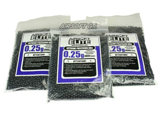 Discountinued Airsoft Elite .25 g 3000bbs ( Black ) 3 Bags Special ONLINE ONLY