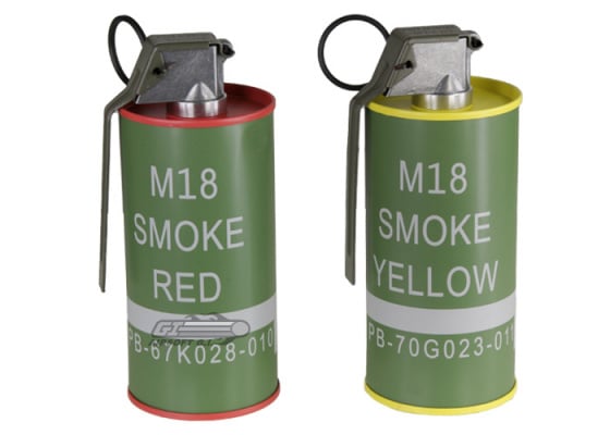 G&G Replica M18 Smoke Grenade BB Container - 2 Pack ( Red / Yellow )