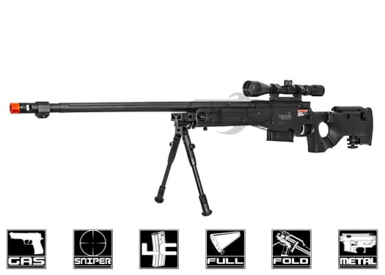 Lancer Tactical LT96D MK96 Bolt Action Sniper Gas Airsoft Rifle Scope & Bipod Package ( Black )