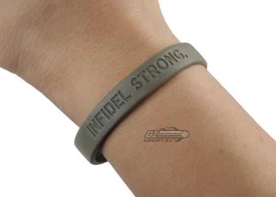 MM Infidel Strong Band ( Grey w/ Tan Text ) Large