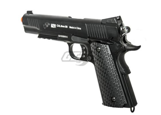 Double Eagle 1911 Metal Spring Airsoft Pistol w/ Rail ( Black )