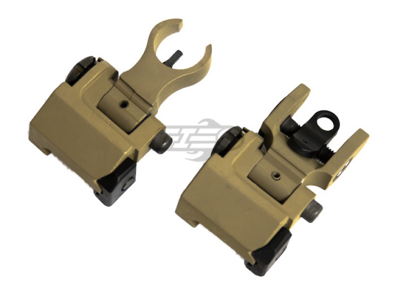 Lancer Tactical T-Style Folding Battle Iron Sight Set ( Tan )