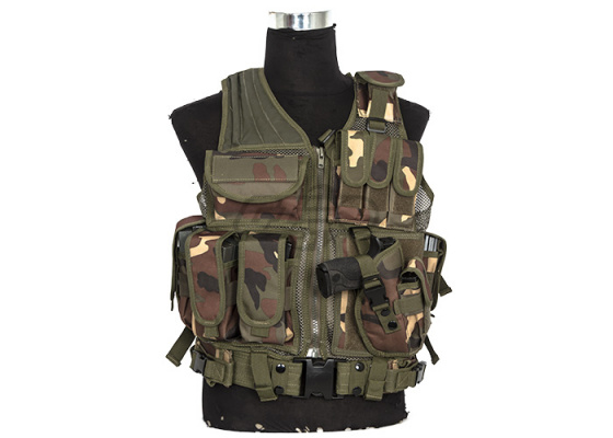 Lancer Tactical Crossdraw Vest w/ Holster ( Woodland )