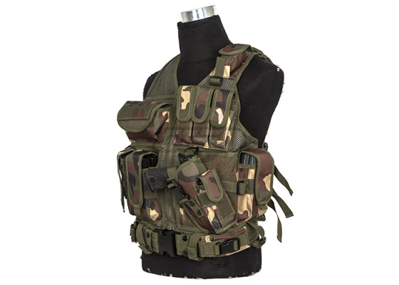 Lancer Tactical Crossdraw Vest w/ Holster ( Woodland )
