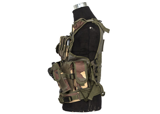 Lancer Tactical Crossdraw Vest w/ Holster ( Woodland )