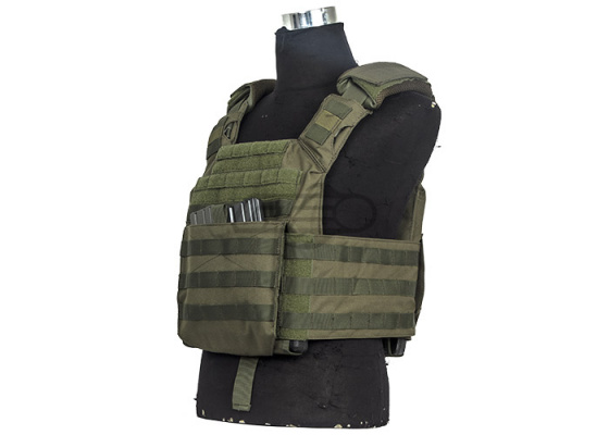 Lancer Tactical Speed Attack Plate Carrier w/ Dual Inner Mag Pouch & Sholder Pads ( OD Green )