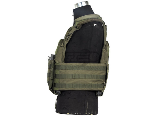 Lancer Tactical Speed Attack Plate Carrier w/ Dual Inner Mag Pouch & Sholder Pads ( OD Green )