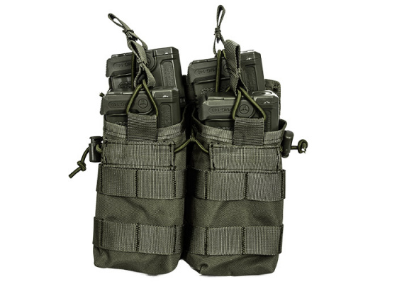 Lancer Tactical Dual Open Top M4 / M16 Magazine Pouch MOLLE ( OD Green )