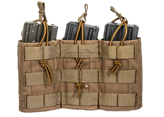 Lancer Tactical Triple Wedge AK / M4 / M16 Magazine Pouch MOLLE w/ Variable Depth Adjustment ( Coyote )