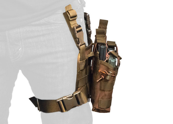 Lancer Tactical Bungee Magazine Pouch Leg Rig MOLLE ( Tan )