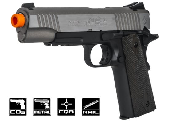 Colt 1911 Rail Gun Blowback CO2 Airsoft Pistol ( Silver / Black )