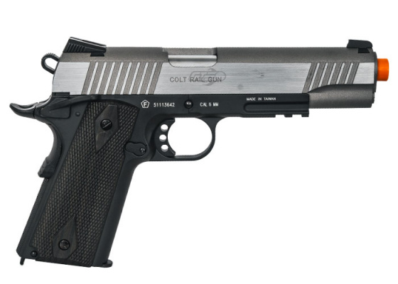 Colt 1911 Rail Gun Blowback CO2 Airsoft Pistol ( Silver / Black )