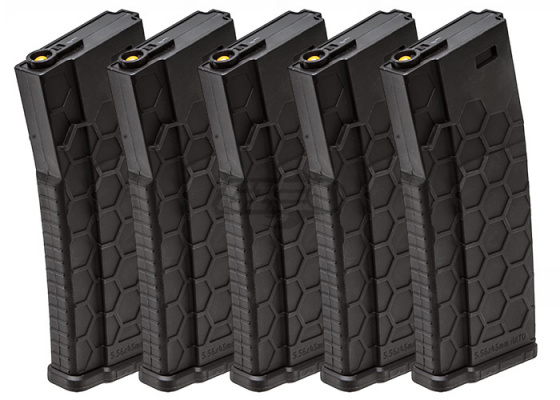 DYTAC Hexmag Airsoft 120 rd. AEG Mid Capacity Magazine - 5 Pack ( Black )