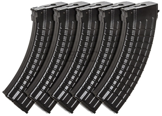 King Arms AK Waffle 140 rd. AEG Mid Capacity Magazine - 5 Pack ( Black )