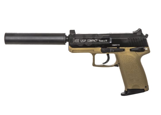 H&K USP Compact Tactical GBB Airsoft Pistol By KWA ( Tan )