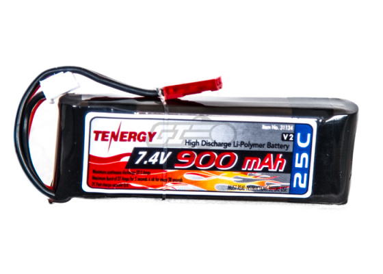 Tenergy 7.4V 900mAh 2s 25C Battery w/JST Connector