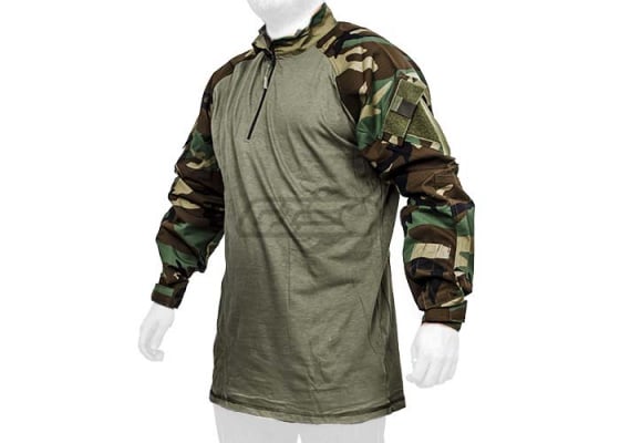 Tru Spec TRU Tactical Response 1/4 Zip Combat Shirt 50/50 Nylon Cotton ( Woodland - OD Green / S / Regular )