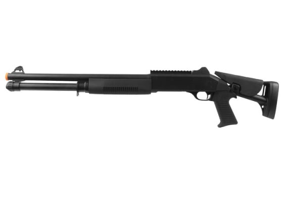 Double Eagle M3 Long Barrel / Retractable Multi-Shot Spring Airsoft Shotgun ( Black )