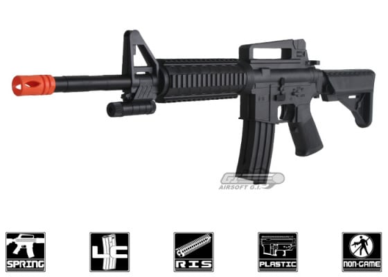 UK Arms M-16B M4 RIS Carbine Spring Airsoft Rifle ( Black )