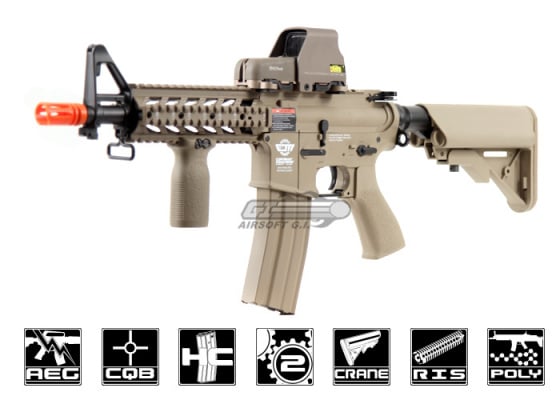 G&G Combat Machine GC16 Raider-S M4 Carbine AEG Airsoft Rifle Battery and Charger Package ( Tan )