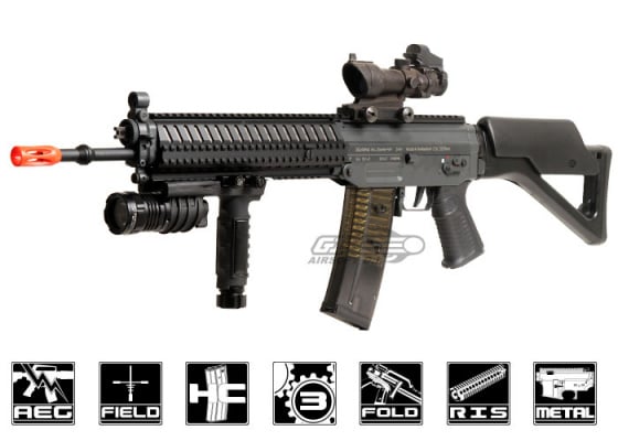 ICS SIG 551 MRS Long Barrel Carbine AEG Airsoft Rifle ( Black )