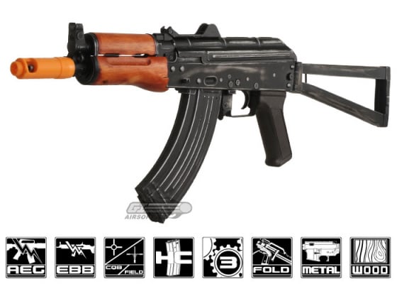 Javelin Airsoft Works Full Metal / Real Wood AK-74U Battle Veteran Series Electric BlowBack AEG Airsoft Rifle