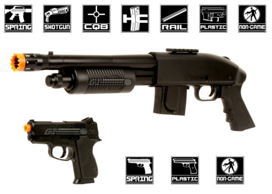 * Discontinued * Mossberg Tactical Kit 590 Shotgun with Pistol Grip & .45 Airsoft Pistol Licensed by Cybergun