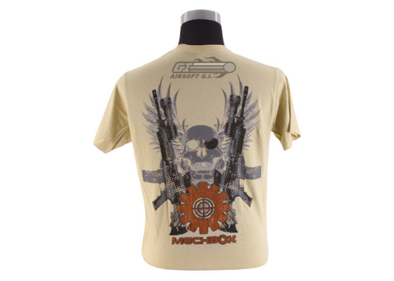 Mechbox Clothing Skull & Crossbones T-Shirt ( Tan / XL )