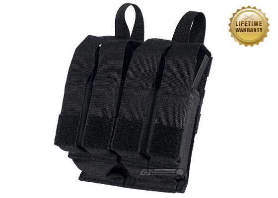 Pantac USA 1000D Cordura Molle Double M4 / M16 & Quadruple 9mm Magazine Pouch w/ Hard Inserts ( Black )