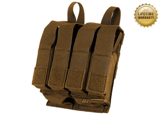 Pantac USA 1000D Cordura Molle Double M4 / M16 & Quadruple 9mm Magazine Pouch w/ Hard Inserts ( Coyote )