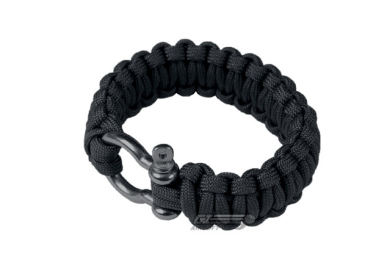 Saved By A Thread Single Cobra Paracord Bracelet w/ Shackle ( Black / 6.5" )