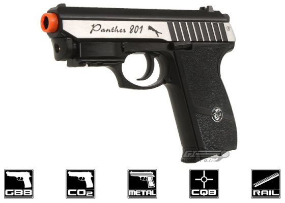 WG Panther CO2 Airsoft Pistol w/ Laser ( Black / Silver )