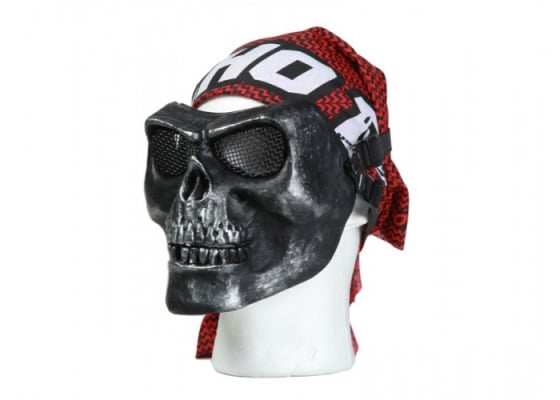 Bravo Airsoft Tactical Gear Skull Mesh Mask ( Silver )